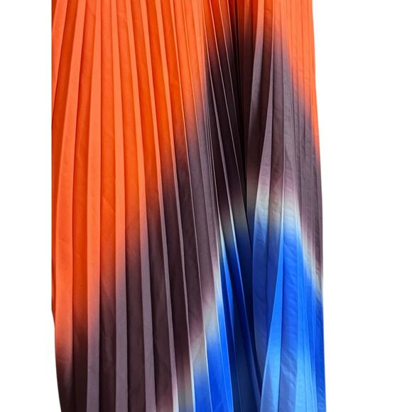 Adelyn Rae Sharkbite Pleated Cocktail Dress | Womens L, Orange, Ombre Blue NEW - Picture 8 of 11